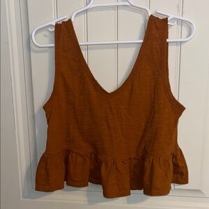 Wild Fable Mustard Sleeveless Peplum Crop Tank Top